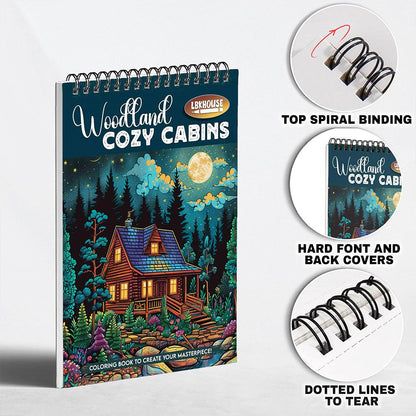 LBKHOUSE Woodland Cozy Cabins Coloring Pages for Adults