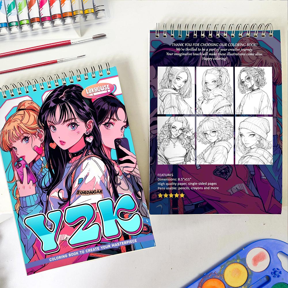 LBKHOUSE Y2K Spiral Coloring Book for Adult