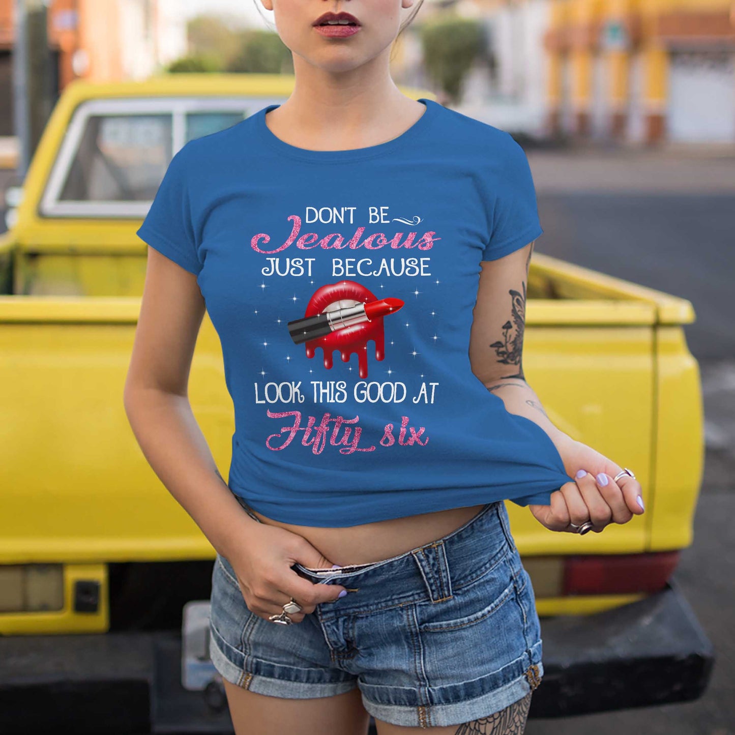 Netecom Don’t Be Jealous T-Shirt, Playful Birthday Gift for Women Celebrating 56, Funny 56th Birthday Tee, Trendy Women’s Shirt, Cute Birthday Outfit