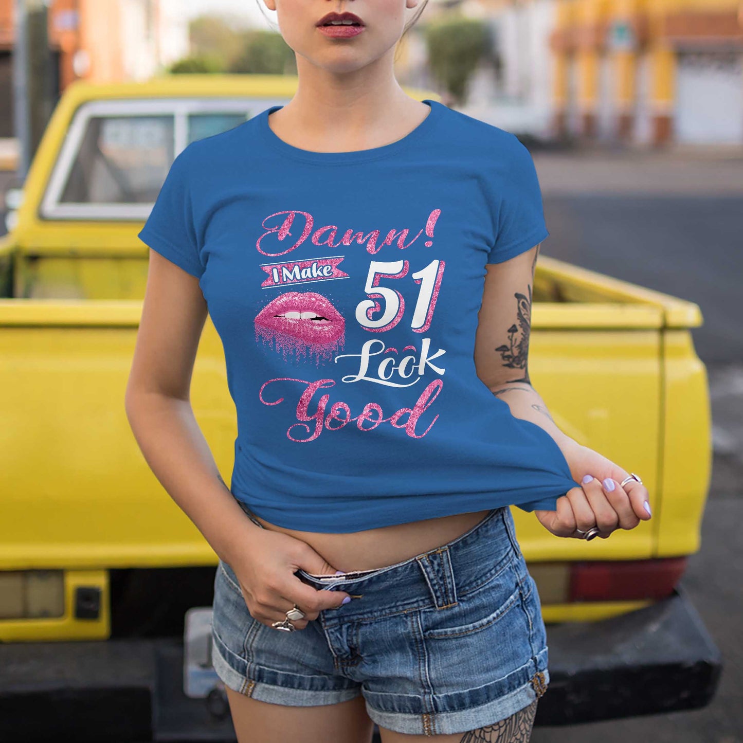 Netecom Damn I Make 51 Look Good T-Shirt for Women, Confident Birthday Shirt, Perfect Gift for 51st Birthday, Funny Graphic Tee