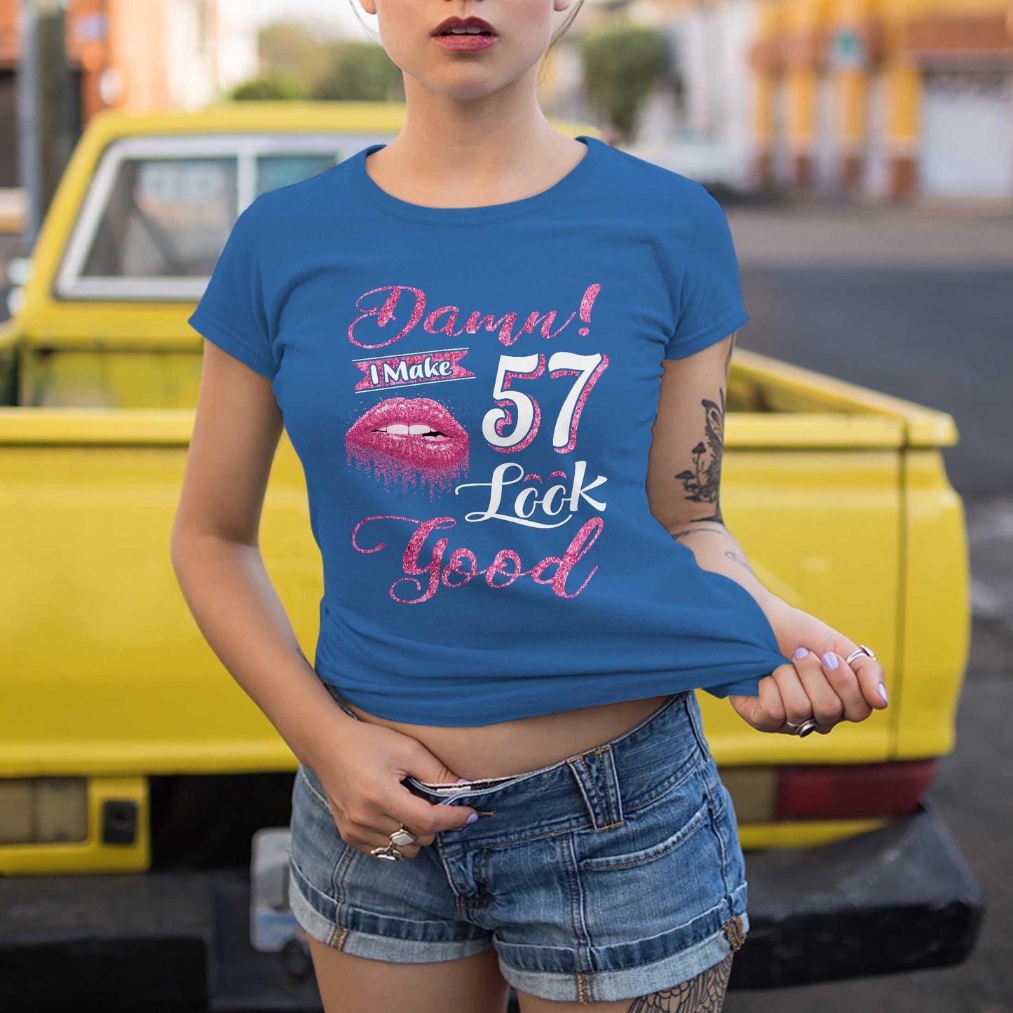 Netecom Damn I Make 57 Look Good T-Shirt, Funny Birthday Shirt for Women, Ideal Gift for 57 Birthday