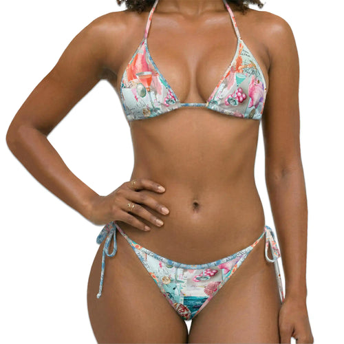 Cocktail Bikini Set for Women, Two Piece Swimsuit, Tropical Drink Beachwear | Netecom
