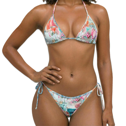 Cocktail Bikini Set for Women, Two Piece Swimsuit, Tropical Drink Beachwear | Netecom