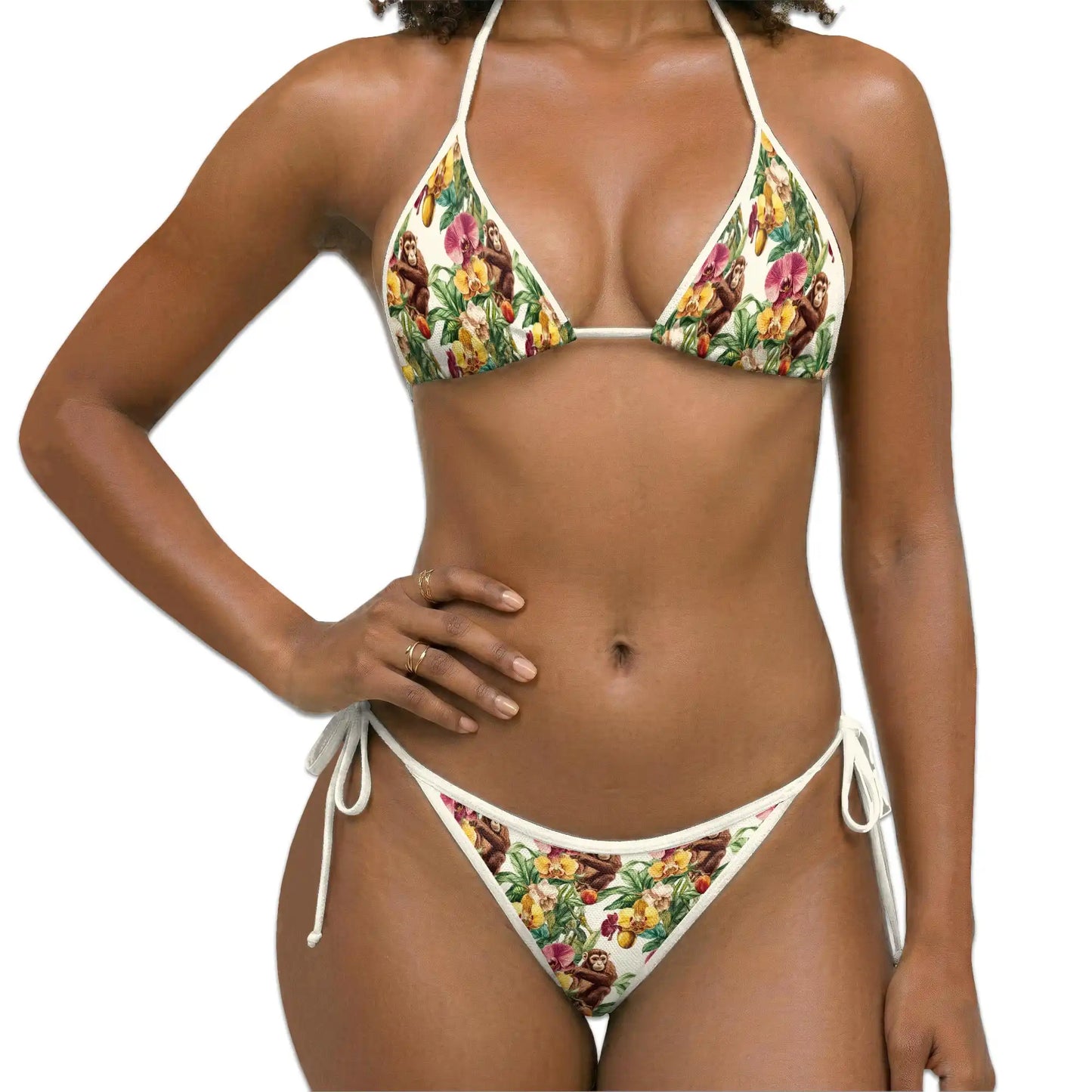 Monkey Bikini Set for Women, Two Piece Swimsuit, Tropical Animal Beachwear | Netecom