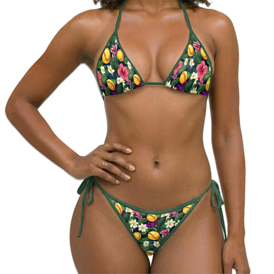 Tropical Flower Softball Bikini Set for Women, Two Piece Swimsuit, Floral Sports Beachwear | Netecom