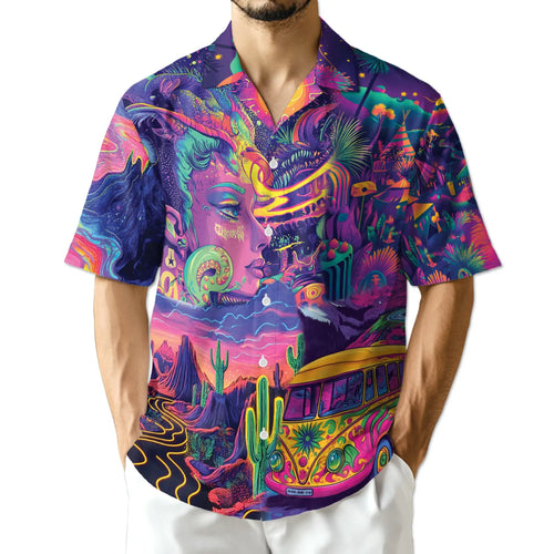 Hippie Camping Hawaiian Shirt For Men| Netecom
