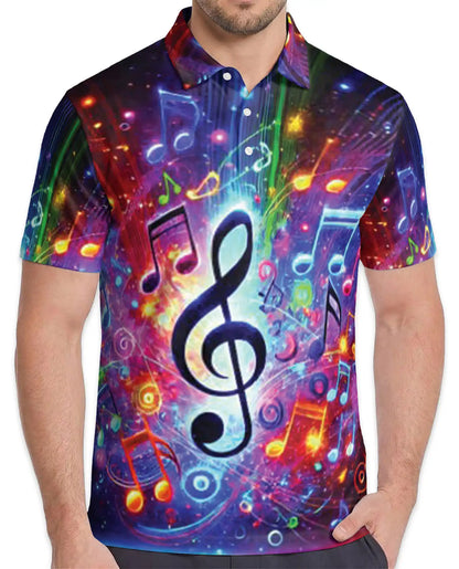 Music Notes Polo Shirt – Colorful Treble Clef Print | Netecom