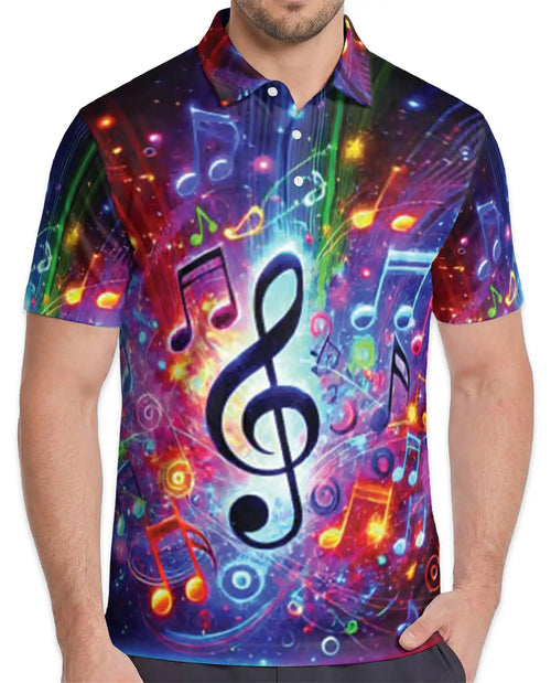 Music Notes Polo Shirt – Colorful Treble Clef Print | Netecom
