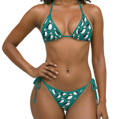 Puffin Birds Bikini Set for Women, Two Piece Swimsuit, Coastal Bird Beachwear | Netecom