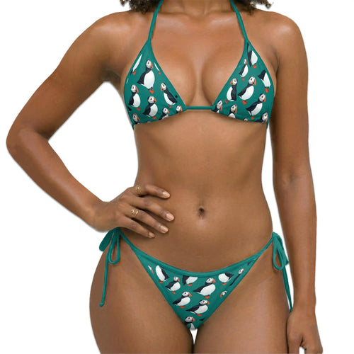 Puffin Birds Bikini Set for Women, Two Piece Swimsuit, Coastal Bird Beachwear | Netecom