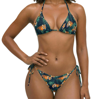 Vintage Tiger Bikini Set for Women, Two Piece Swimsuit, Tiger Print Beachwear | Netecom