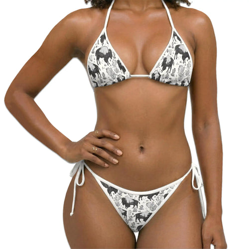Bison Bikini Set for Women, Two Piece Swimsuit, Western Animal Beachwear | Netecom