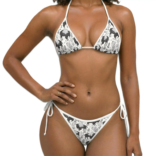 Bison Bikini Set for Women, Two Piece Swimsuit, Western Animal Beachwear | Netecom