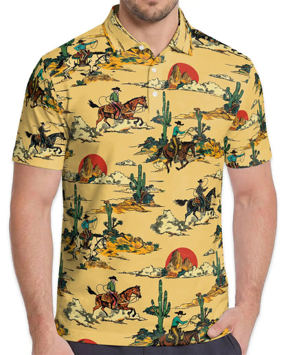 Western Desert Polo Shirt for Men – Cowboy Ranch Style | Netecom