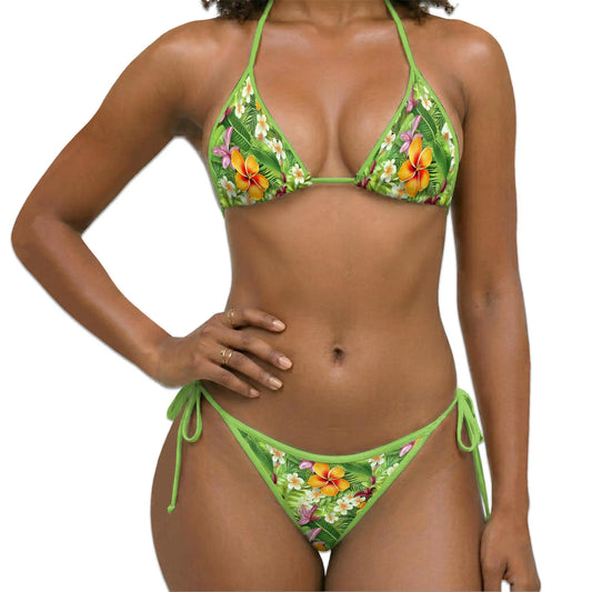 Tropical Floral Bikini Set for Women, Two Piece Swimsuit, Hawaiian Flower Beachwear | Netecom