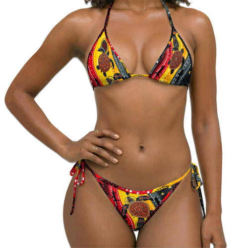 Turtle Australia Bikini Set for Women, Two Piece Swimsuit, Aboriginal Dot Art Beachwear | Netecom