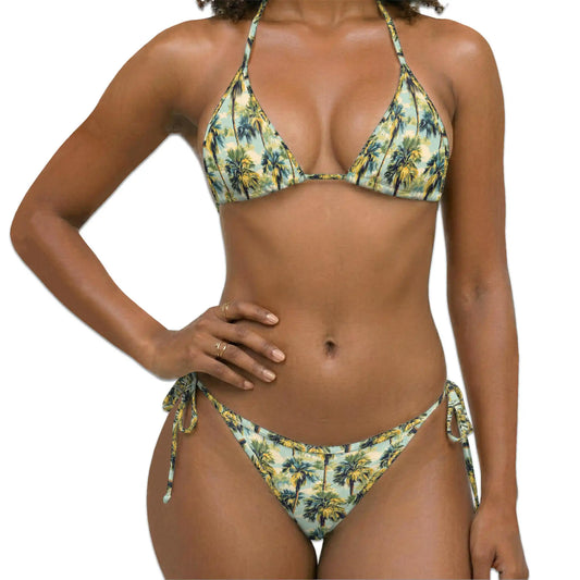 Lush Coast Bikini Set for Women, Two Piece Swimsuit, Tropical Palm Print Beachwear | Netecom