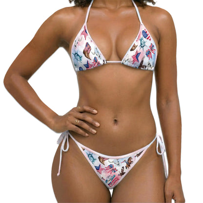 4th of July Rodeo Horse Bikini Set for Women, Two Piece Swimsuit, Patriotic Western Beachwear | Netecom