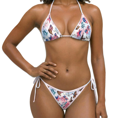 4th of July Rodeo Horse Bikini Set for Women, Two Piece Swimsuit, Patriotic Western Beachwear | Netecom