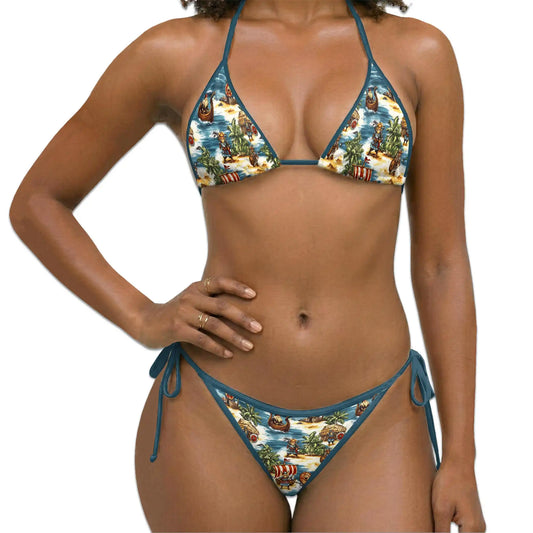 Vintage Viking Bikini Set for Women, Two Piece Swimsuit, Coastal Warrior Beachwear | Netecom