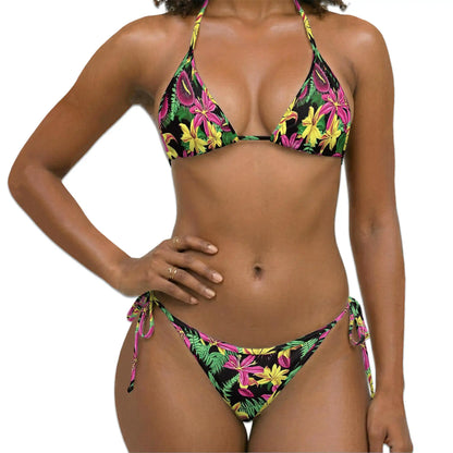 Flower Chunk Bikini Set for Women, Two Piece Swimsuit, Vibrant Floral Print Beachwear | Netecom