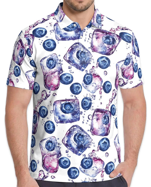 Blueberry Ice Polo Shirt for Men – Netecom Hawaiian Summer Shirt | Netecom