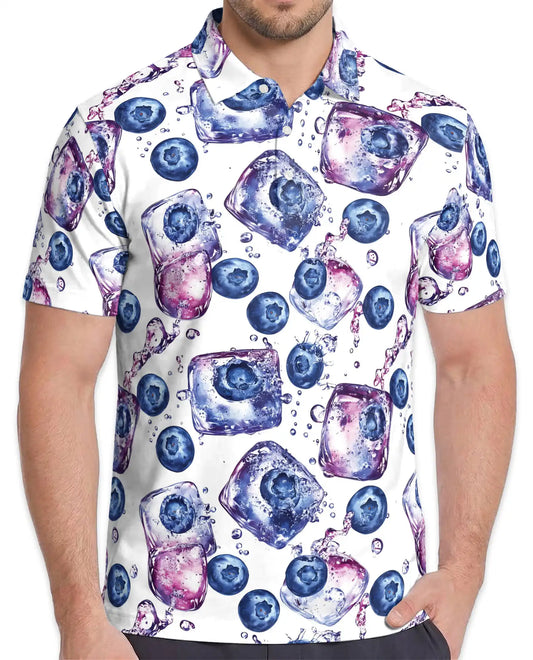 Blueberry Ice Polo Shirt for Men – Netecom Hawaiian Summer Shirt | Netecom