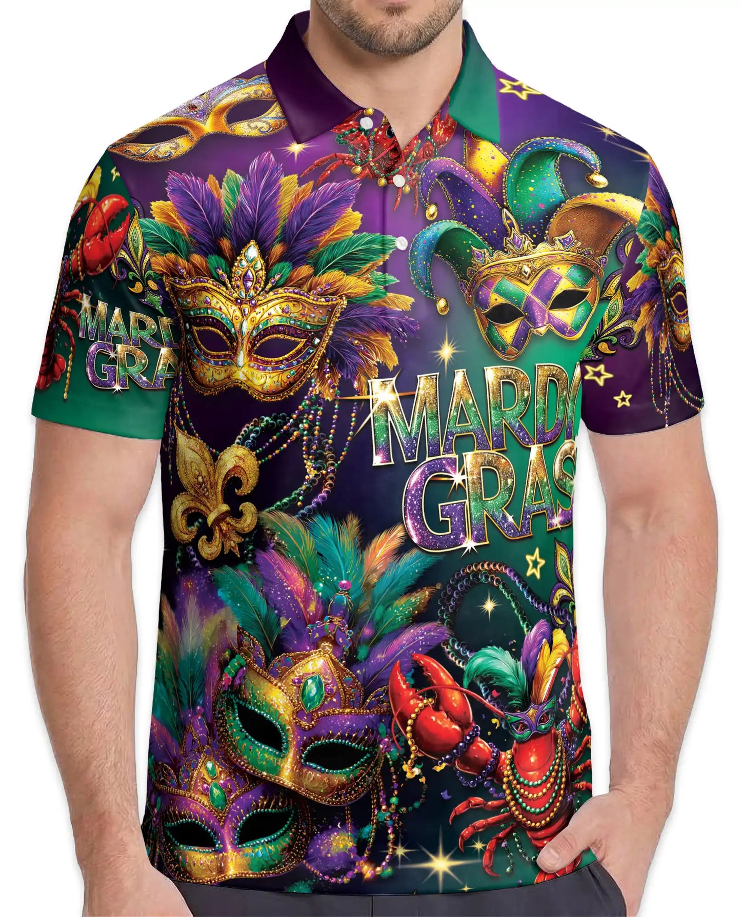 Mardi Gras Mask Polo Shirt - Carnival Festival Style | Netecom