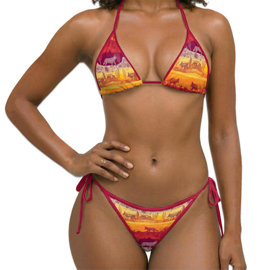 Tropical Coyote Bikini Set for Women, Two Piece Swimsuit, Desert Wildlife Beachwear | Netecom
