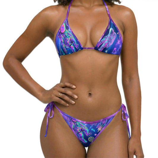 Astronauts Bikini Set for Women, Two Piece Swimsuit, Space and Astronaut Print Beachwear | Netecom
