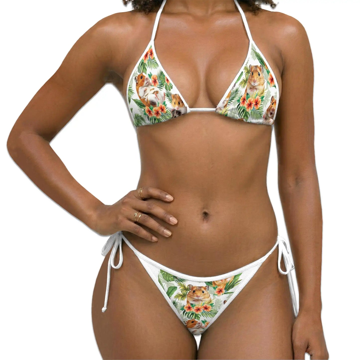 Hamster Bikini Set for Women, Two Piece Swimsuit, Tropical Pet Beachwear | Netecom
