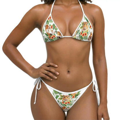 Hamster Bikini Set for Women, Two Piece Swimsuit, Tropical Pet Beachwear | Netecom