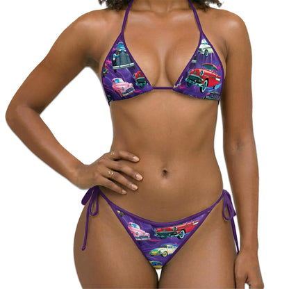 Classic Motorcar Bikini Set for Women, Two Piece Swimsuit, Retro Car Beachwear | Netecom