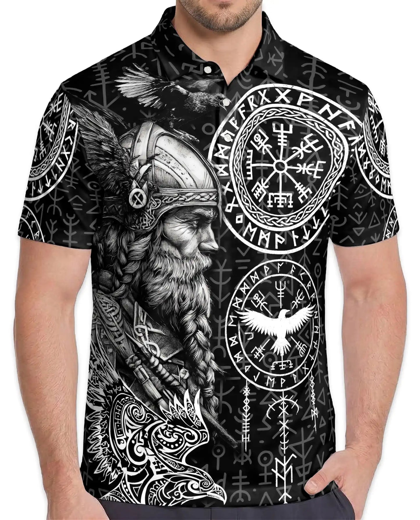 Viking Warrior Polo Shirt for Men – Norse Mythology Style | Netecom