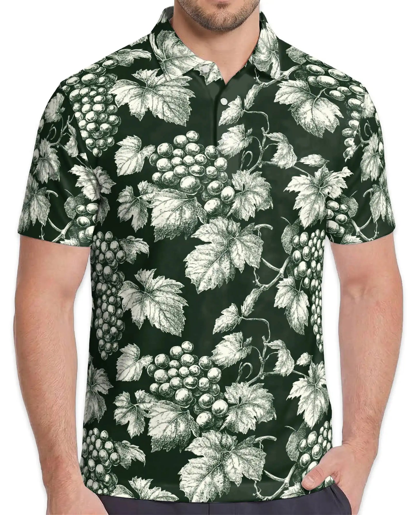 Vintage Grape Vine Polo Shirt - Vineyard Botanical Style | Netecom