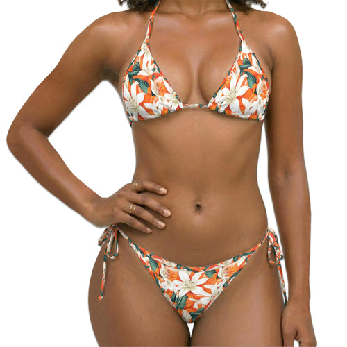 Tropical Lily Flower Bikini Set for Women, Two Piece Swimsuit, Tropical Floral Beachwear | Netecom