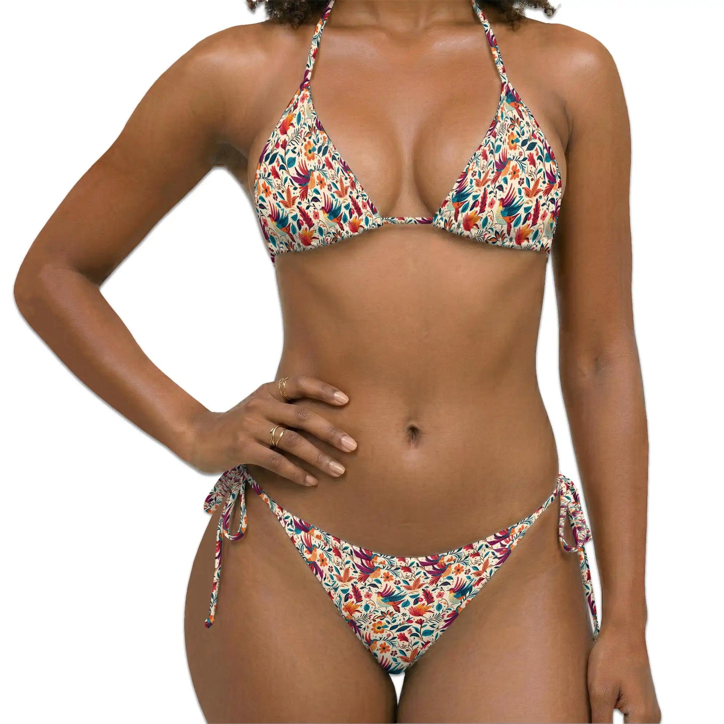 Tropical Bird Bikini Set for Women, Two Piece Swimsuit, Colorful Bird Beachwear | Netecom