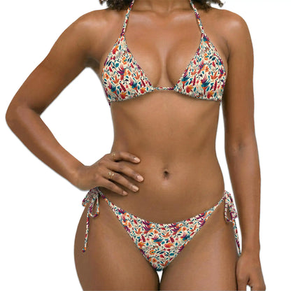 Tropical Bird Bikini Set for Women, Two Piece Swimsuit, Colorful Bird Beachwear | Netecom