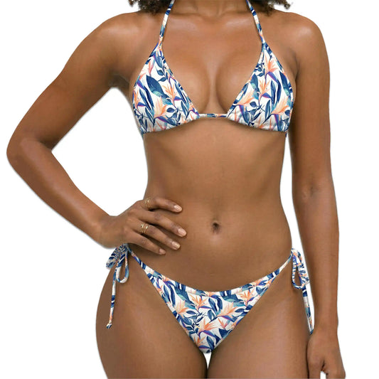 Strelitzia Plant Bikini Set for Women, Two Piece Swimsuit, Tropical Floral Beachwear | Netecom