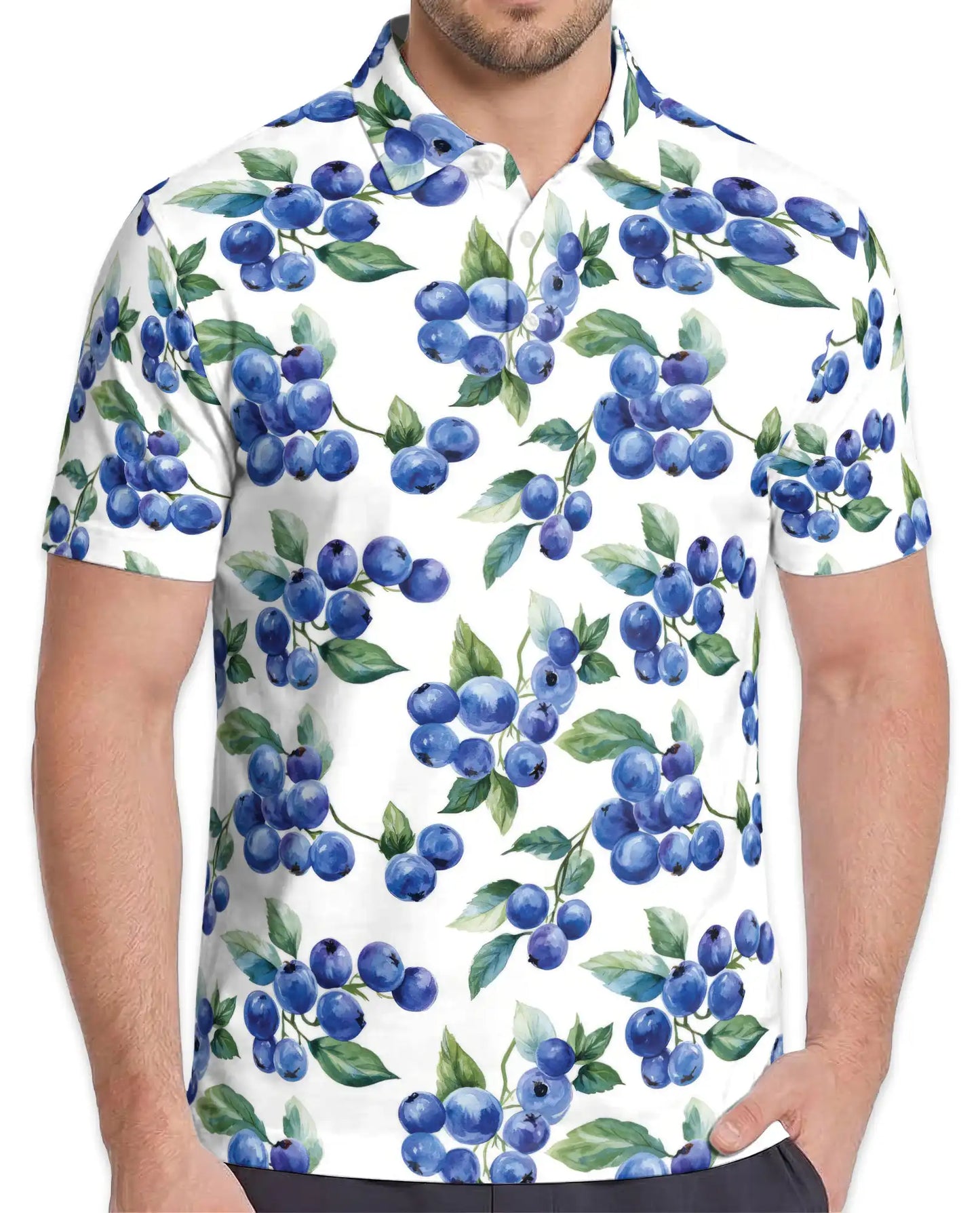 Blueberry Fruit Hawaiian Polo Shirt for Men – Tropical Summer Style | Netecom
