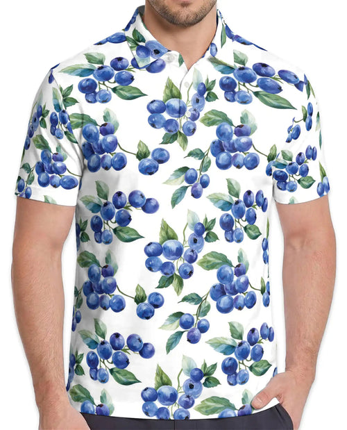 Blueberry Fruit Hawaiian Polo Shirt for Men – Tropical Summer Style | Netecom