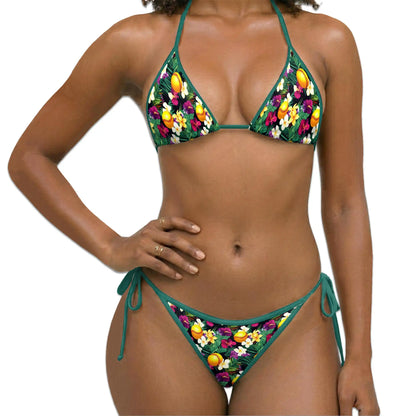 Yellow Softball Bikini Set for Women, Two Piece Swimsuit, Tropical Sports Beachwear | Netecom