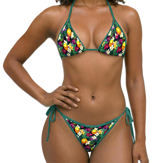 Yellow Softball Bikini Set for Women, Two Piece Swimsuit, Tropical Sports Beachwear | Netecom