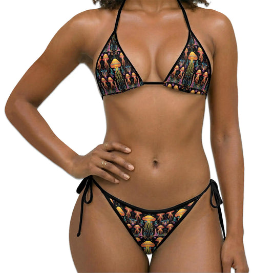 Hippie Jellyfish Bikini Set for Women, Two Piece Swimsuit, Psychedelic Ocean Beachwear | Netecom
