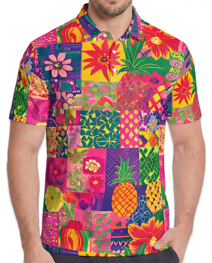 Pineapple Tropical 3D Polo Shirt for Men – Colorful Island Print | Netecom