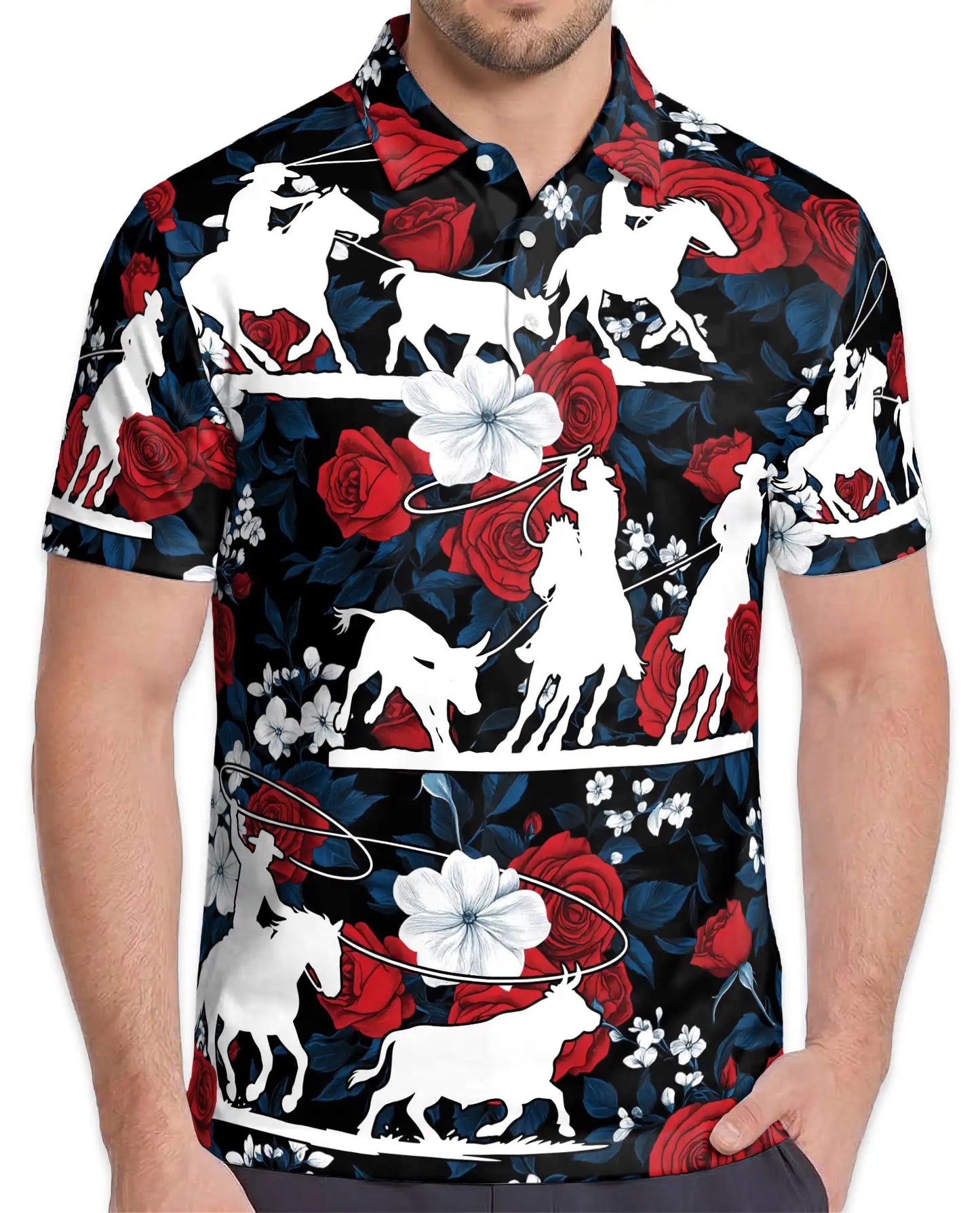Cowboy Rodeo Bull Riding Polo Shirt for Men – Western Style | Netecom
