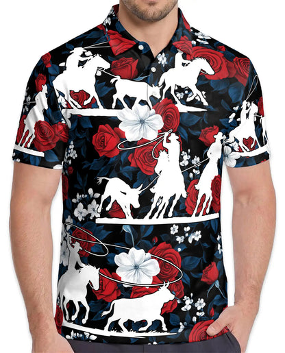 Cowboy Rodeo Bull Riding Polo Shirt for Men – Western Style | Netecom