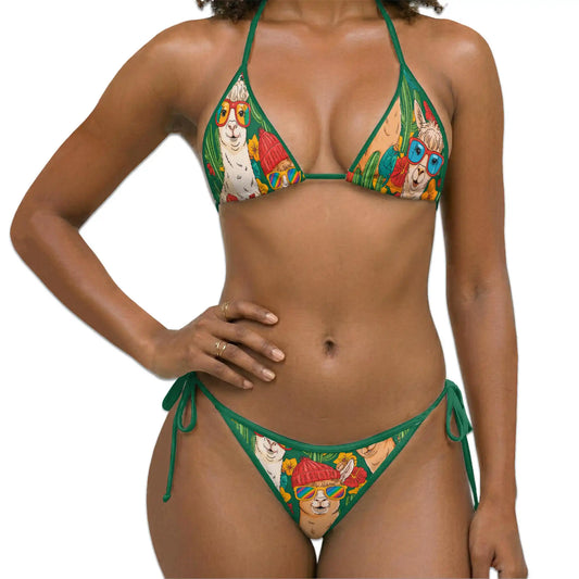 Funny Llama Bikini Set for Women, Two Piece Swimsuit, Cute Animal Beachwear | Netecom