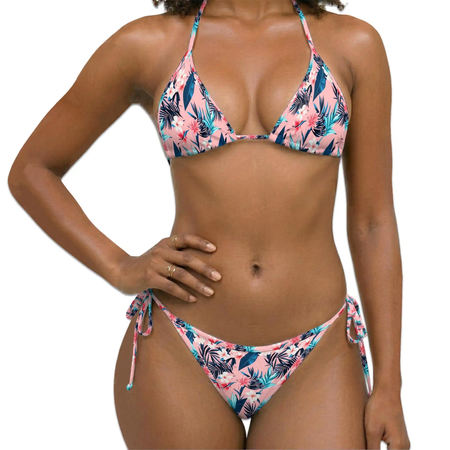 Tropical Flowers Bikini Set for Women, Two Piece Swimsuit, Floral Beachwear | Netecom
