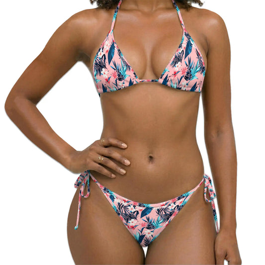 Tropical Flowers Bikini Set for Women, Two Piece Swimsuit, Floral Beachwear | Netecom